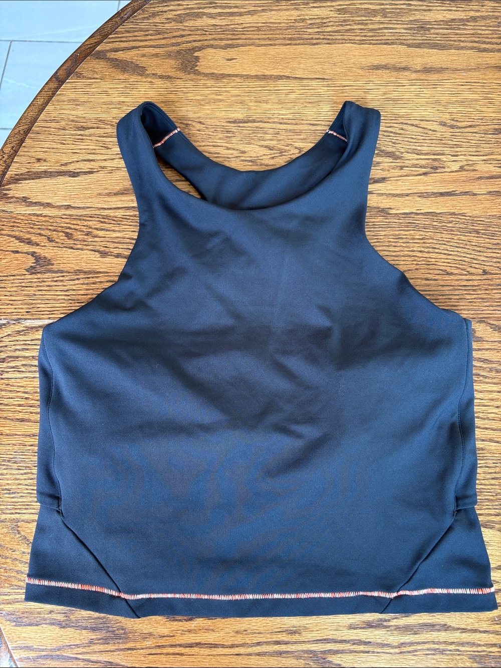 Janji Black Racerback Performance crop Tank with Subtle Contrast Stitching XL